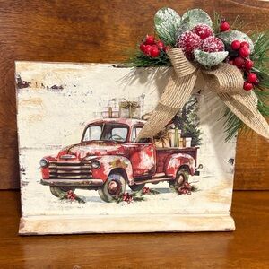 Festive Red Truck Holiday Decor